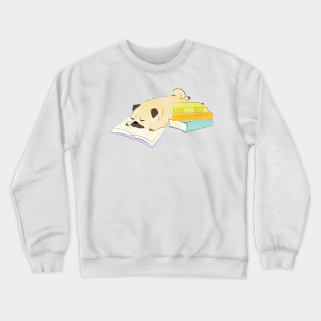 PUG READS Crewneck Sweatshirt by Catarinabookdesigns